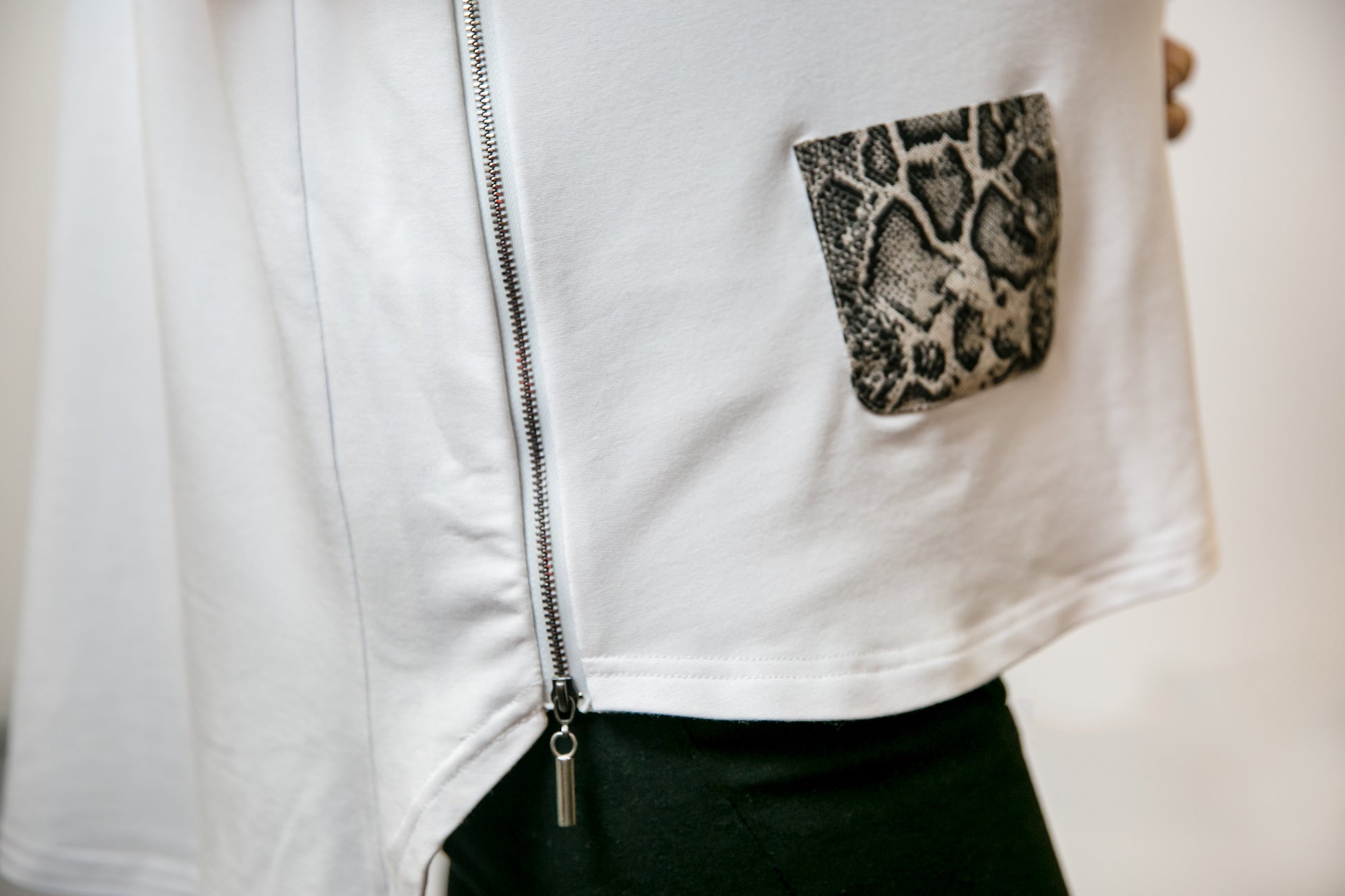 Mia Top - White & Snake Print