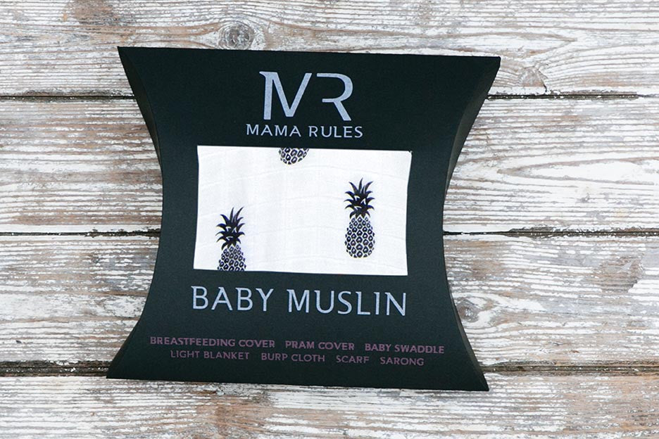 pineapple print muslin blanket packaging