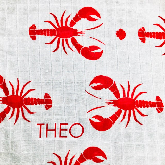 Personalised Lobster Muslin Swaddle
