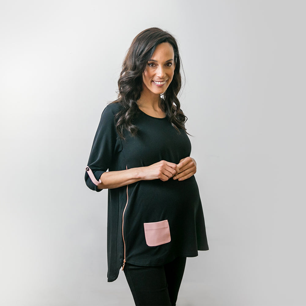 Mia Top - Black, Blush & Rose Gold